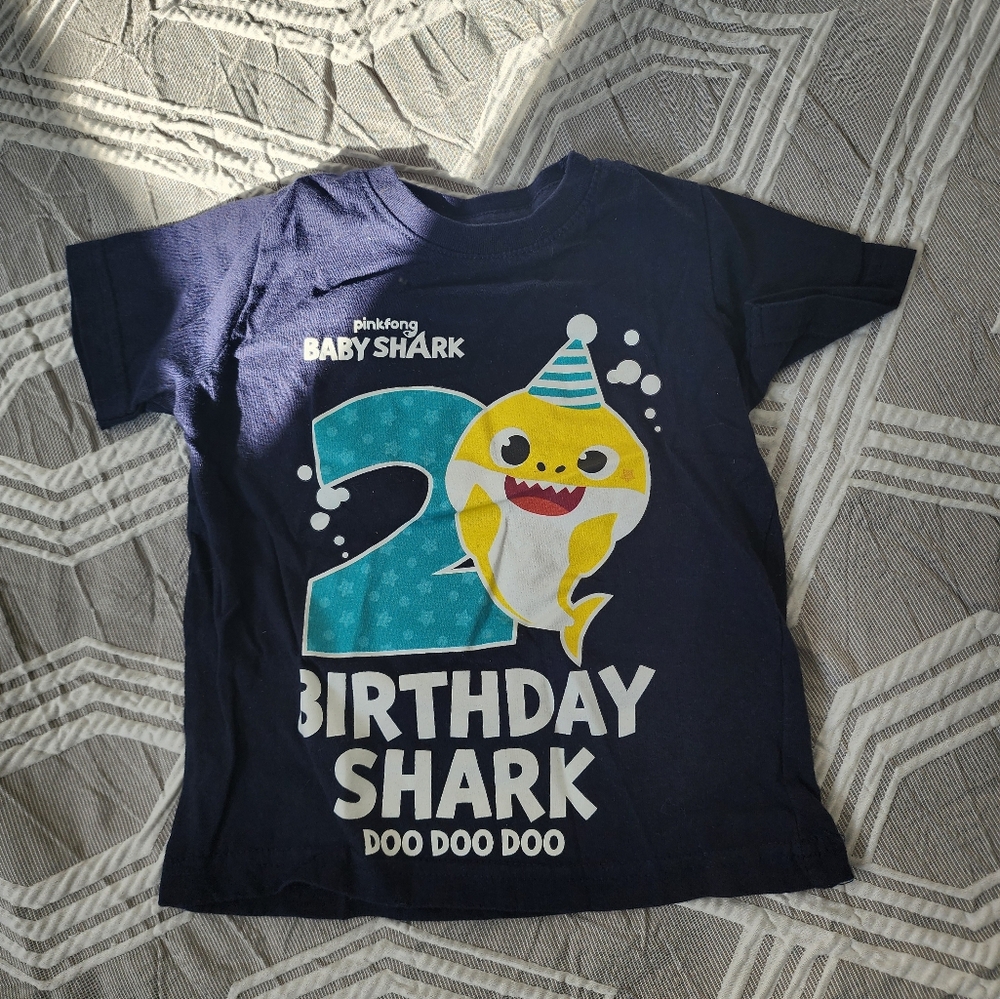 Baby Shark Navy Birthday Shirt (2T)